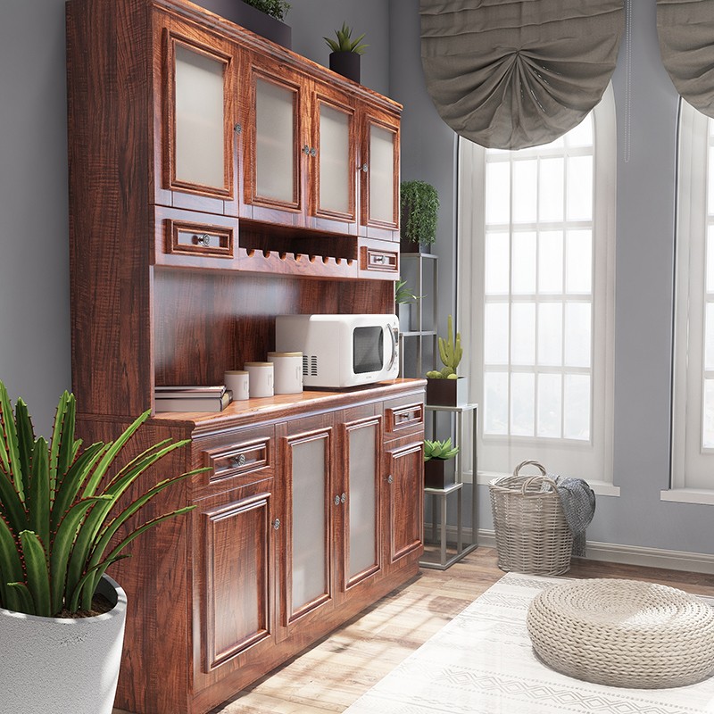 Pure Solid Wood Dining Cabinet Wine Cabinet Integrated Living Room Leaning Against Wall Containing Cabinet Tea Water Cabinet High Cabinet Kitchen Bowl Overall Cupboard Side Cabinet