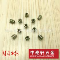 Factory M4 Thorn female furniture hardware accessories wooden handle zinc alloy inner and outer teeth embedded nut