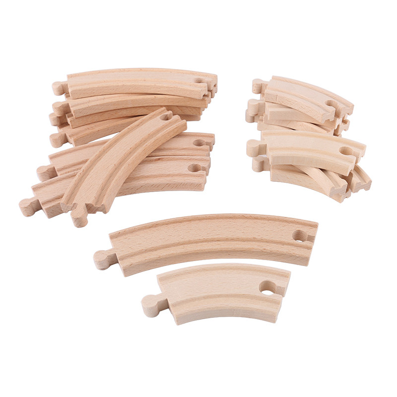 Wood sister imported beech big bends and small bends wooden track accessories compatible with wooden magnetic trains