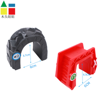 Red Bridge gray tunnel cave wooden track accessories compatible magnetic wooden small train