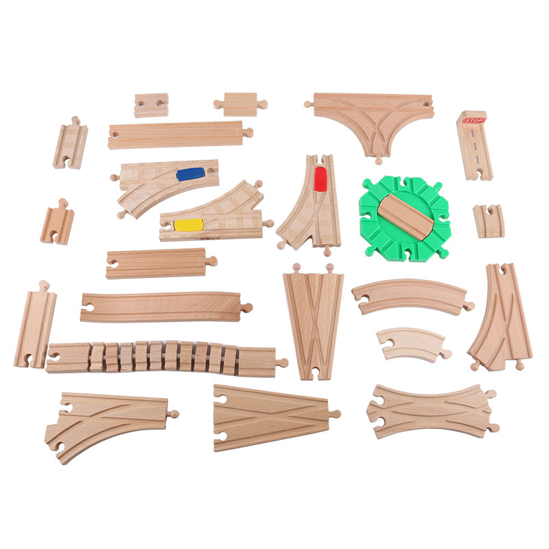 Wooden track single - product line rail bending base accessories compatible with IKEA Hape magnetic wooden train