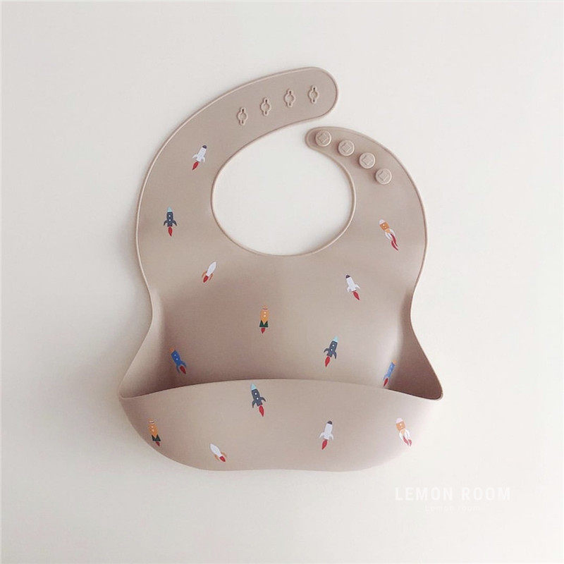 South Korea Ins children's bib Baby waterproof ultra soft silicone Saliva Pocket Baby Cubic eating Eat Surrounding Pocket Anti Dirty God