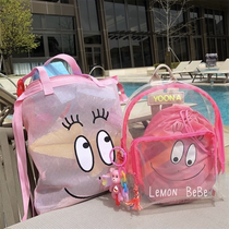 South Korea Ins Baba Dad Children Double Shoulder Bag Transparent Jelly Waterproof Beach Backpack Kindergarten Baby Bag