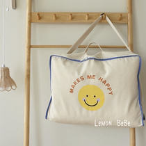 South Korea Ins Kindergarten Quilt Collection Bag Damp cotton quilted bag Smiley Face Hand Luggage Moving Pack Bag