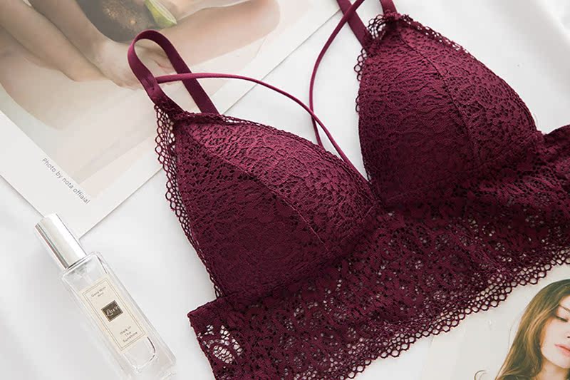 Set Nelly thiết vẻ đẹp Pháp trở lại thoải mái dây đeo cô gái đồ lót sexy ren mỏng ngực thu thập áo ngực.