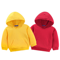 Childrens hooded sweater boys spring and autumn baby 2021 new thick girls casual hooded top solid color jacket