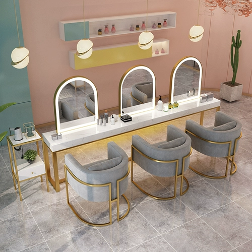 Подвесная стена красавица парикмахерская с лампой красавица красавица фото студия макияж одно сеть красная вибрато двойная зеркальная парикмахерская зеркало