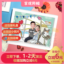 Li Xian the same frame creative big head photo solid wood ins wind three-dimensional table hanging wall photo frame to send couples and girlfriends to commemorate