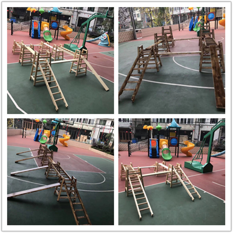 Kindergarten carbonated wood 16 pieces of outdoor climbing frame children solid wood climbing ladders balance wood physical training combined-Taobao
