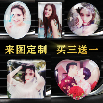 Custom creative couple diy car air conditioning outlet perfume photo car ornaments decoration car aromatherapy woman