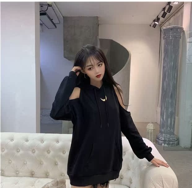 Áo lưới màu đỏ thủy triều dài thêu dài ngoài vai áo len trùm đầu của phụ nữ áo sơ mi thủy triều 2019 mới - Áo len áo da nữ đẹp