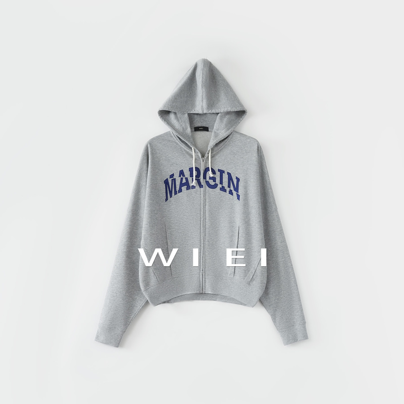 《Wi Ei》Lettered Jacket*Comfortable Casual Embroidered Hooded Long-Sleeved American-Style Sweatshirt Jacket W26106158
