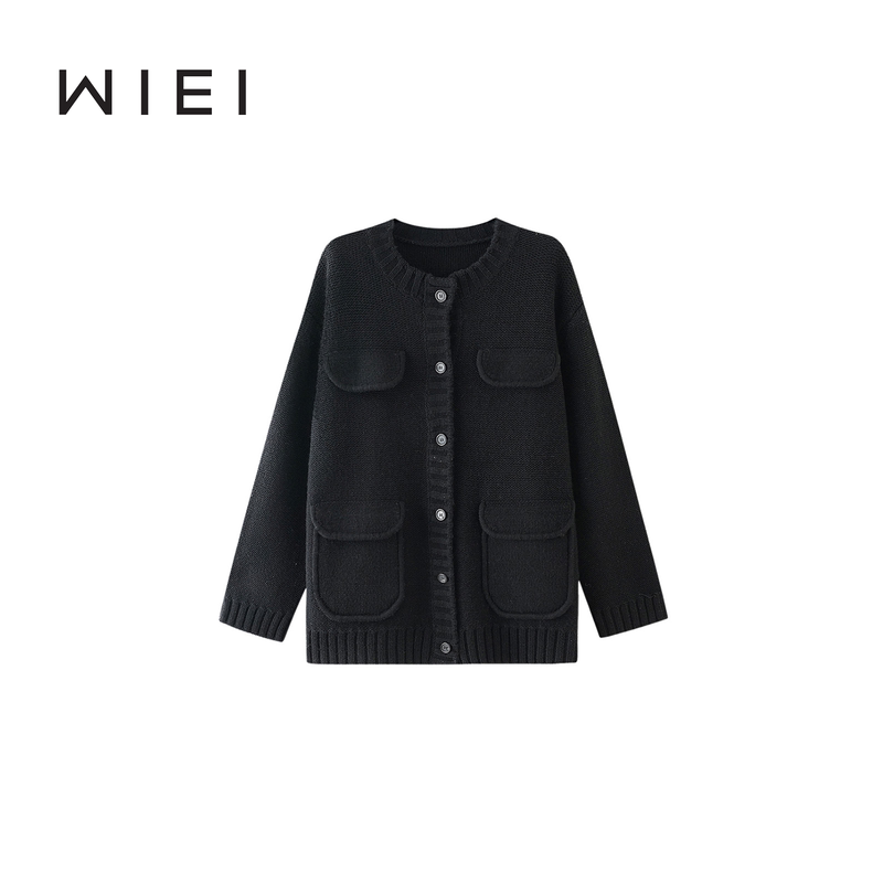 《Wi Ei》 Airport Sweater* High Weight 100% Wool_ Minimalist R*W Knitted Cardigan Sweater 7A211