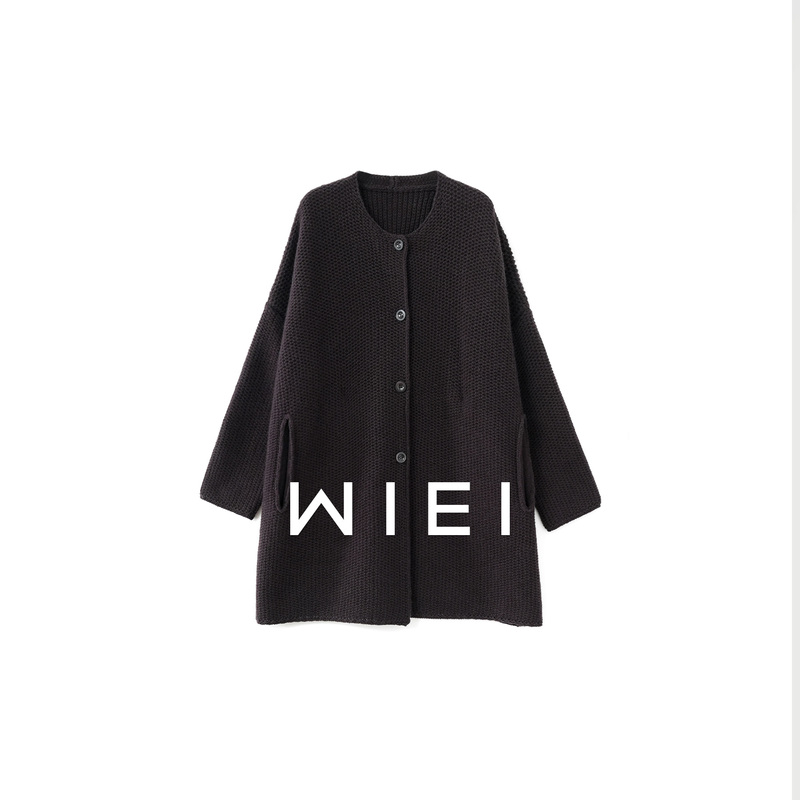 Rongrong Wiei *Winter Collection* Heavyweight 100% Merino Wool Lazy Style Loose Sweater Coat W26109547 Rongrong Wiei *Winter Collection* Heavyweight 100% Merino Wool Lazy Style Loose Sweater Coat W26109547