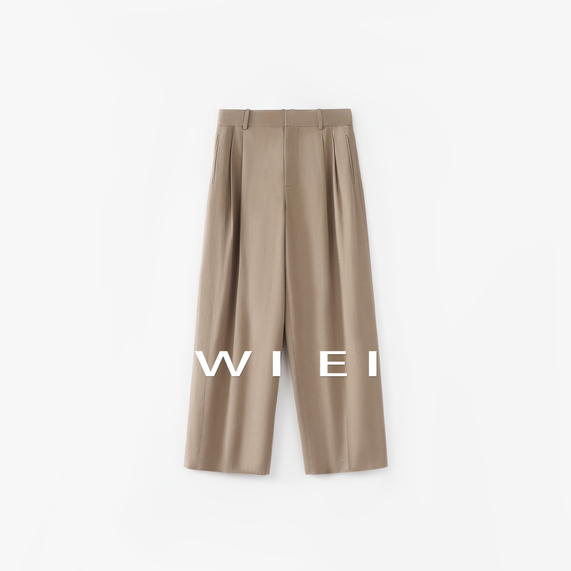 《Wi Ei》 Private Label Pants Cashmere Cotton Minimalist Stylish Double Pleated Comfortable Commuting Casual Wide-Leg Pants W26102305