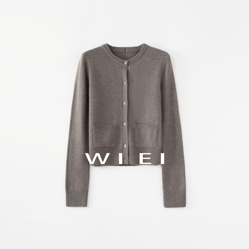 《Wi Ei》Xingdai 100% Wool - Miu Style Outfit, Relaxed and Lazy Round-Neck Knitted Cardigan W26109249