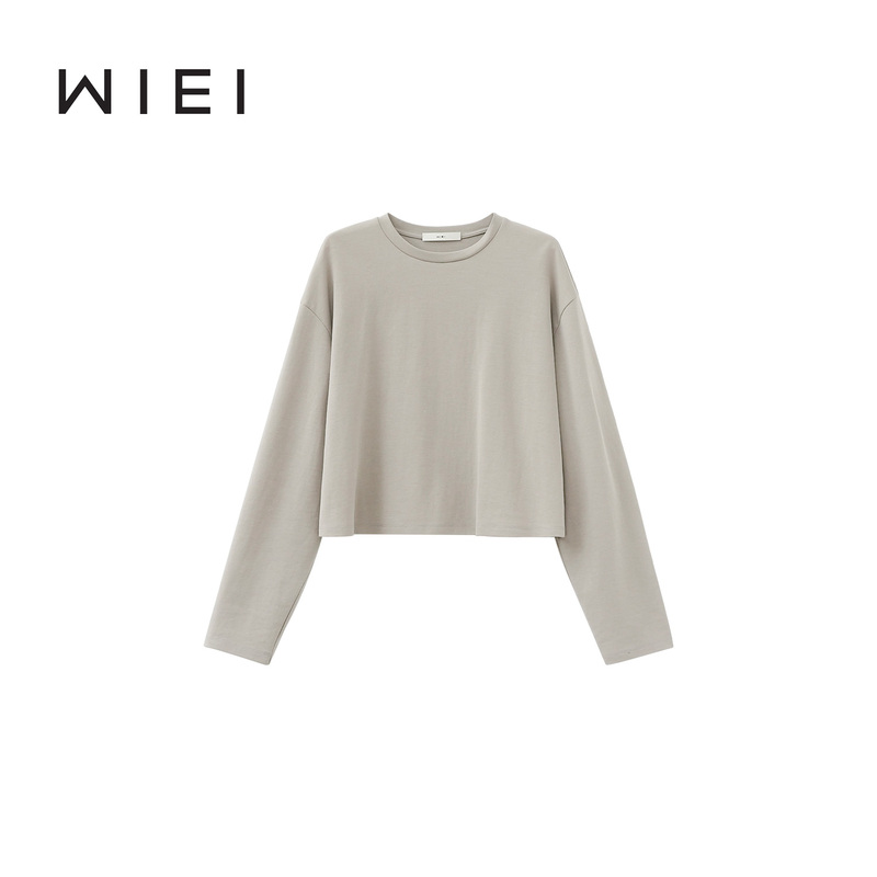 《Wi Ei》Theater T* Fine-Spun High-Count Cotton_ Lazy and Comfortable Round-Neck Short Long-Sleeve T-Shirt W26100100