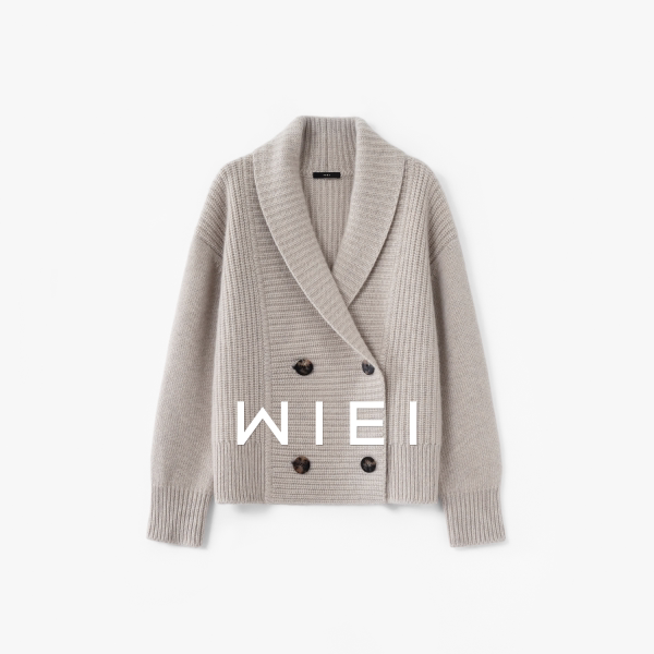 Rongrong Wiei Ultra-High Weight Consinee 100% Cashmere Double-Breasted Knitted Jacket W26109526 Rongrong Wiei Ultra-High Weight Consinee 100% Cashmere Double-Breasted Knitted Jacket W26109526