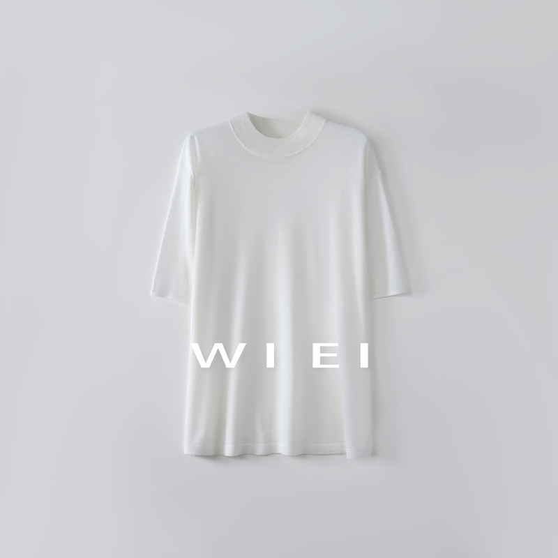 《Wi Ei》Snow Mud* Italian Baruffa 100% Wool Soft and Slimming Knitted Short Sleeve W26109323