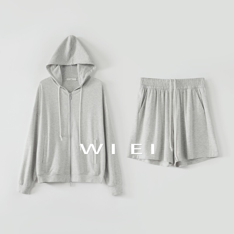 《Wi Ei》 Airport Companion* Modal Cotton_Casual Hooded Cardigan Sweatshirt/Shorts W26106100