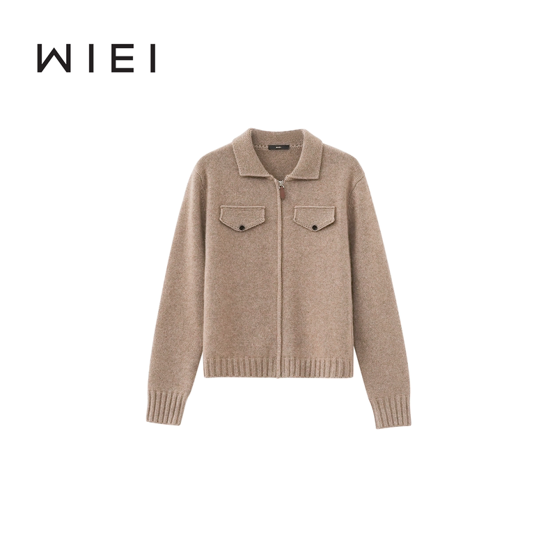 《Wi Ei》Jiang Chang Milk*Lp' Old Money Style High-End Consinee 100% Cashmere Cardigan Sweater W25409253