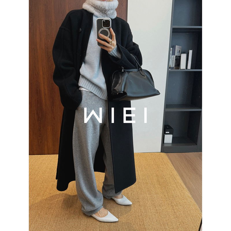 Rongrong Wiei Warm Winter Pants* Wool + Cashmere Cotton Thickened Brushed Loose Wide-Leg Casual Trousers W26102309 Rongrong Wiei Warm Winter Pants* Wool + Cashmere Cotton Thickened Brushed Loose Wide-Leg Casual Trousers W26102309
