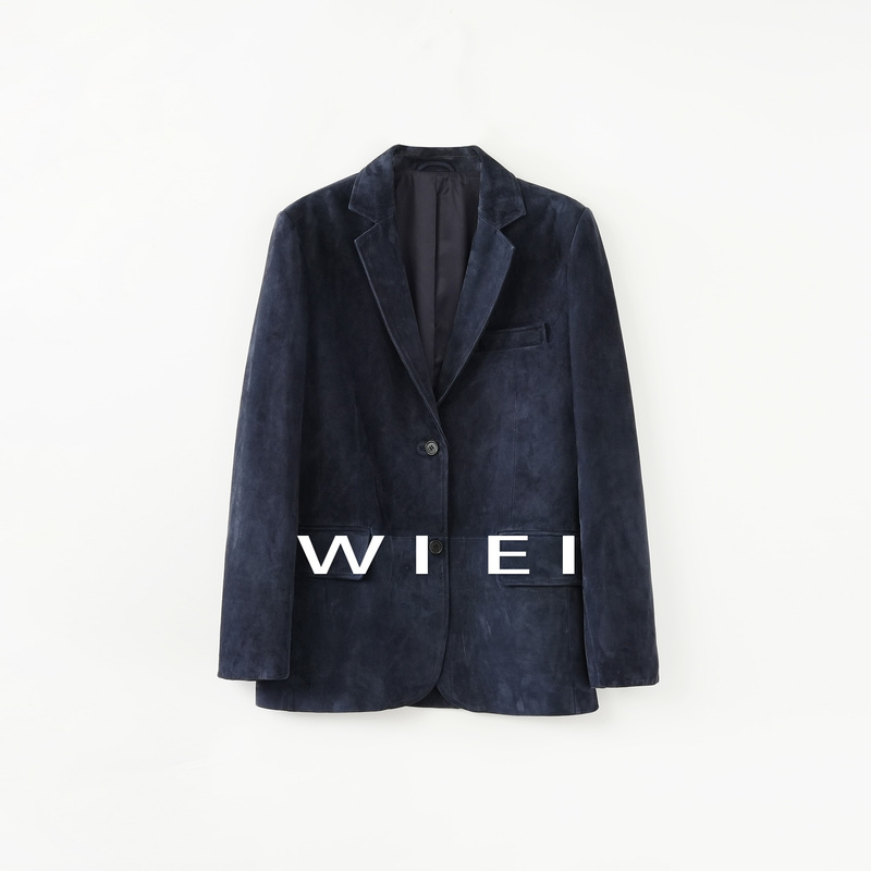 《Wi Ei》Sapphire* Imported Suede Sheepskin Vintage Money Clip Two-Button Leather Jacket W26110045 《Wi Ei》Sapphire* Imported Suede Sheepskin Vintage Money Clip Two-Button Leather Jacket W26110045