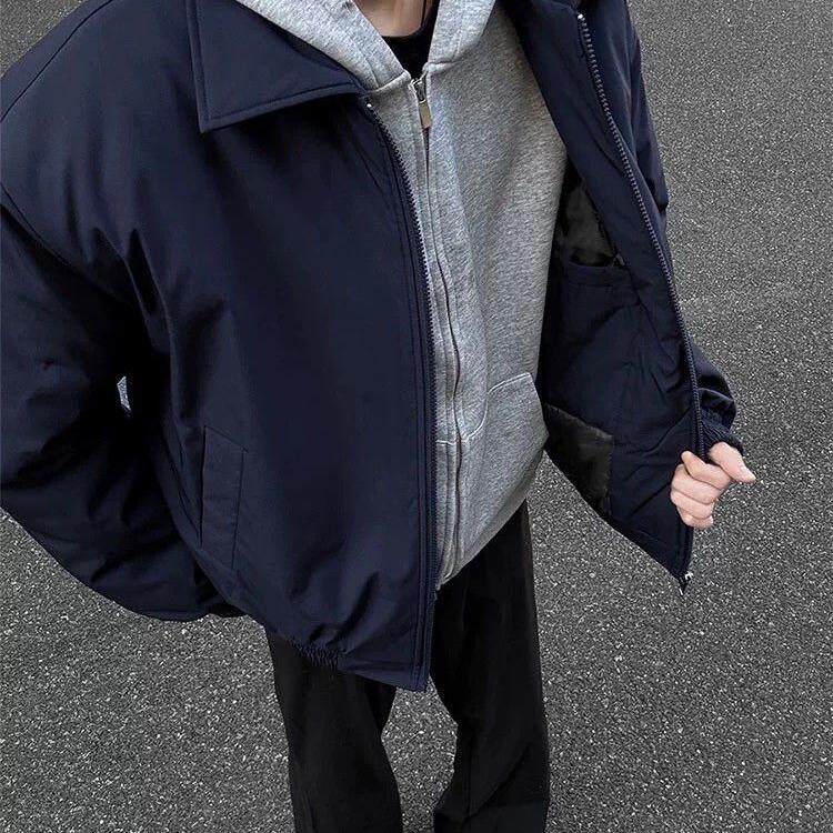 藏青美式飞行员夹克男春秋cleanfit短款翻领外套防风bomber棒球服