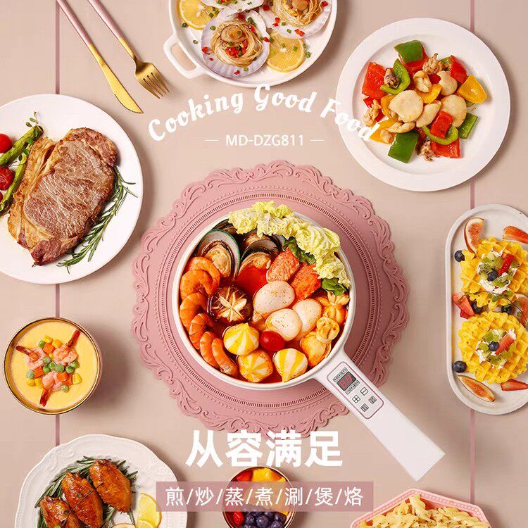 110V small white pot milk pot ceramic pomelo intelligent electric chafing dish fat reduction meal non-stick pot cross-border small household appliances food grade