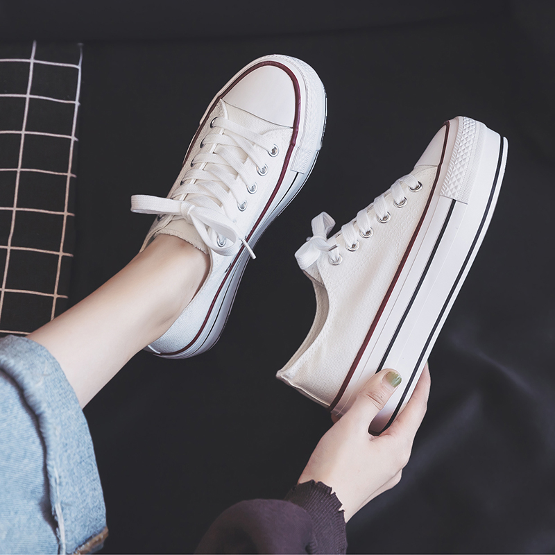 home daily all-match artifact simple style F thick-soled sponge cake breathable and not stuffy feet Korean version of thin white shoes