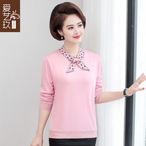 Mom autumn clothes long sleeves on clothes middle-aged women fashion foreign style base shirt spring and autumn thin old women spring clothes