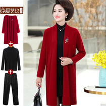 Wedding dress mom coat daughters married hi mother-in-law wedding autumn and winter year womens clothing rat red clothes