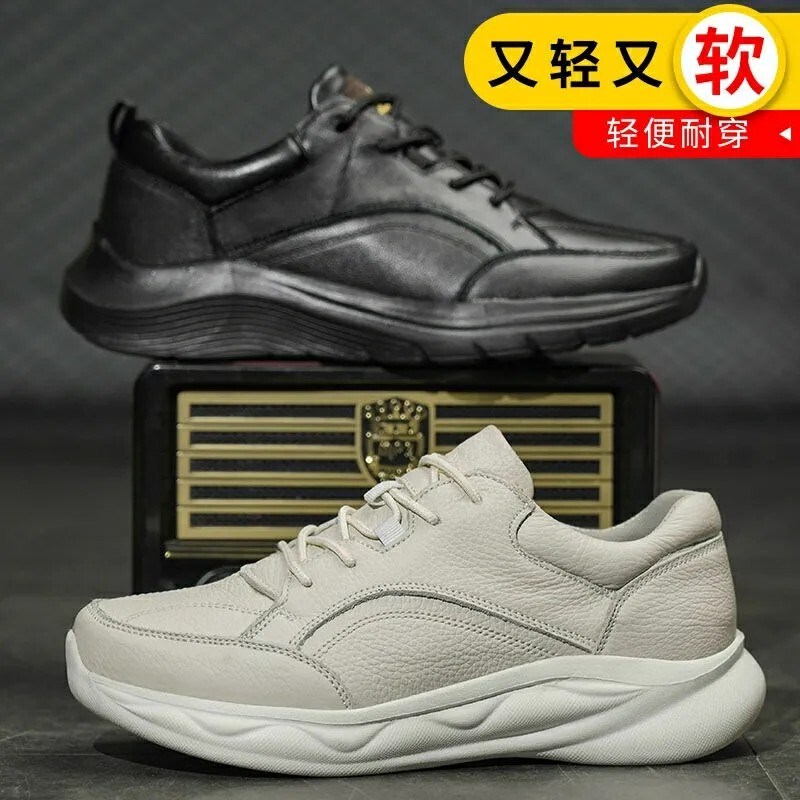 Sports Shoes, Dad Shoes, Spring and Autumn, First-Layer Cowhide, Thick-Soled, Sports, Outdoor, Casual, Lightweight, Comfortable, Soft-Soled Men's Shoes, Women's Shoes