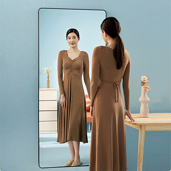 ກະຈົກເຕັມຄວາມຍາວ dressing floor-standing mirror home wall-mounted wall-mounted women's bedroom makeup three-dimensional wall-mounted fitting in style