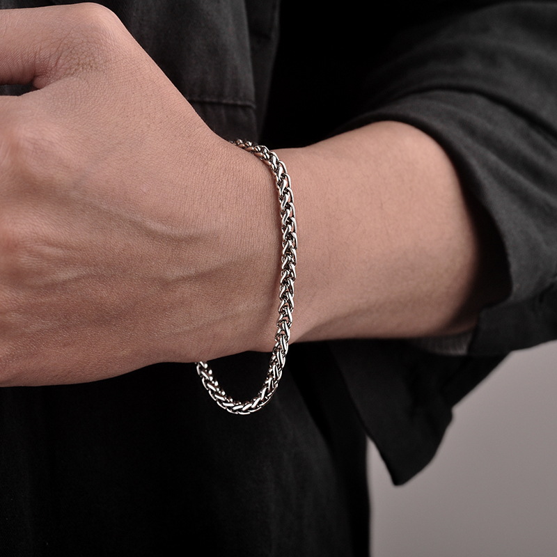 925 Sterling Silver Vintage Style Simple High-End Versatile Dragon Bone Bracelet for Men Trendy ins Student Gift Couple Jewelry