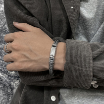 Small crowddesign s925 pure silver coarse-style keel bracelet male Thai weaving retro Thai silver lettering Seven New Years Eve sending boyfriend