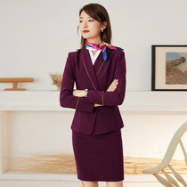 Temperament Professional Dress Suit Suit Woman with autumn and name Yuanyuan High-end Hotel Front Desk Receptionist Working Clothes
