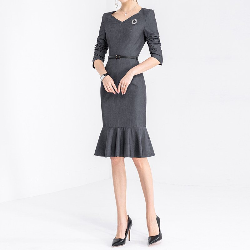 Fashion Foreign Pie Casual Temperament Work Suit Women's Autumn Ocean Dress High-end Positive Dress Commuter Presenter Workwear