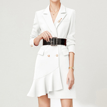 Spring and autumn Vocational dress Dress Temperament goddess Fan Zheng Dress Feminine Beautician DOCTOR BEAUTY HOST WORK SUIT DRESS OL