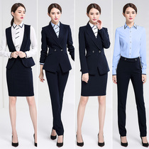 Professional suit female 2021 new fashion autumn long sleeve striped suit slim interview business formal dress female overalls