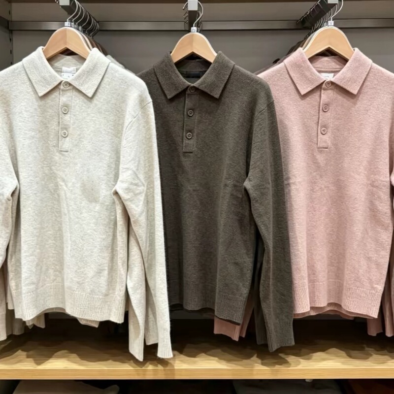 Souffle Yarn Souffle Knit Polo Shirt Uniqlo 487939 Men's and Women's Souffle Sweater