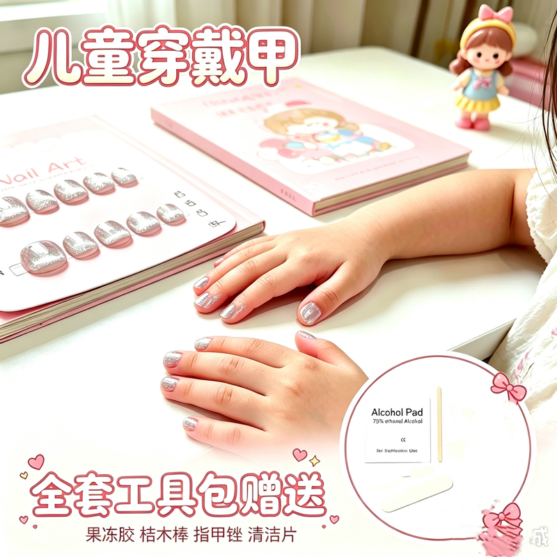 Solid Color Glass Beads Children's Handmade Nail Art Cat Eye Glitter Little Girl Nail Stickers Full Set Tool Kit Nails Solid Color Glass Beads Children's Handmade Nail Art Cat Eye Glitter Little Girl Nail Stickers Full Set Tool Kit Nails
