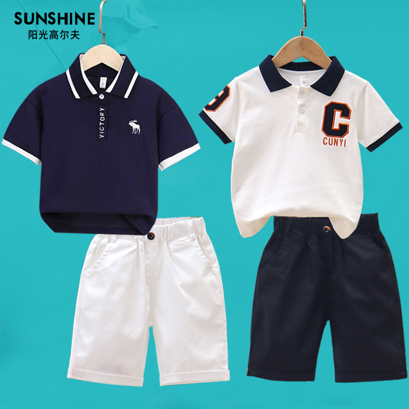 Children's Golf Short-Sleeved T-Shirt Tops Boys' Sports Suits Summer Golf Kidsren's Clothing Casual Shorts Boys' Pants