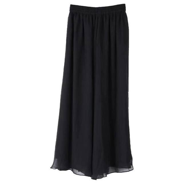 ໂສ້ງຂາກວ້າງ Drapey ສີຂາວ trendy chiffon ສໍາລັບແມ່ຍິງ summer ສູງແອວສູງ skirt pants ເຕັ້ນ yoga ວັນນະຄະດີ Zen ການເຕັ້ນແບບບູຮານ