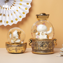 LOTS ) JARLL recruits a cat crystal ball music box octagon box makes a fortune cat swing pendulum beckoning gift