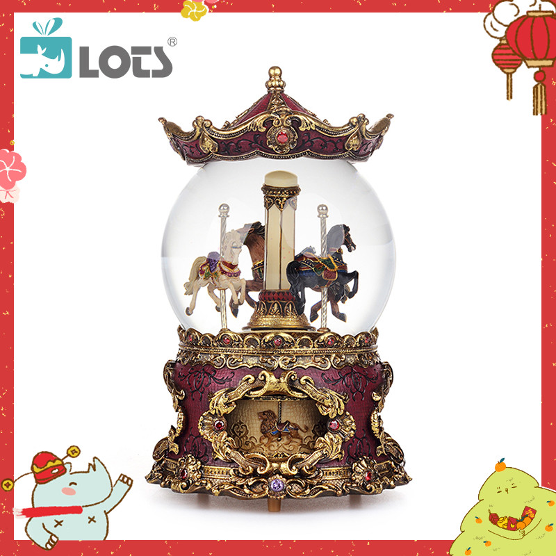 LOTS ) JARLL merry-go-round crystal ball music box retro high-end birthday gift girl
