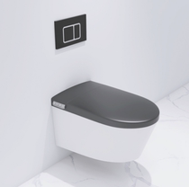 Black and white double wall-mounted toilet - automatic flip