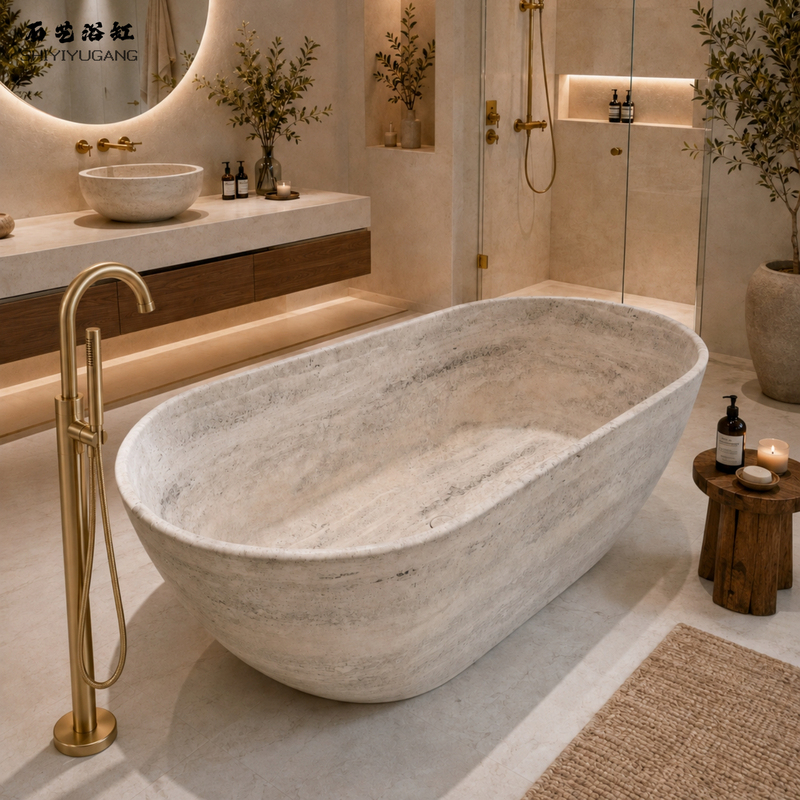 Stone Art Yellow Cave Stone Marble Pattern Artificial Stone Bathtub Independent Integrated Deep Soaking Hotel and Bed and Breakfast Double Bathtub Stone Art Yellow Cave Stone Marble Pattern Artificial Stone Bathtub Independent Integrated Deep Soaking Hotel and Bed and Breakfast Double Bathtub