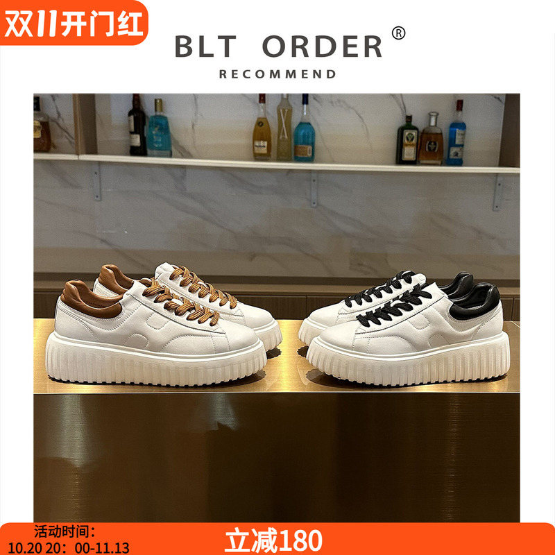 Thick-Soled White Sneakers for Women 2026 New Autumn All-Season Genuine Leather Thick-Soled Biscuit Shoes Versatile Casual Sports Shoes Sneakers