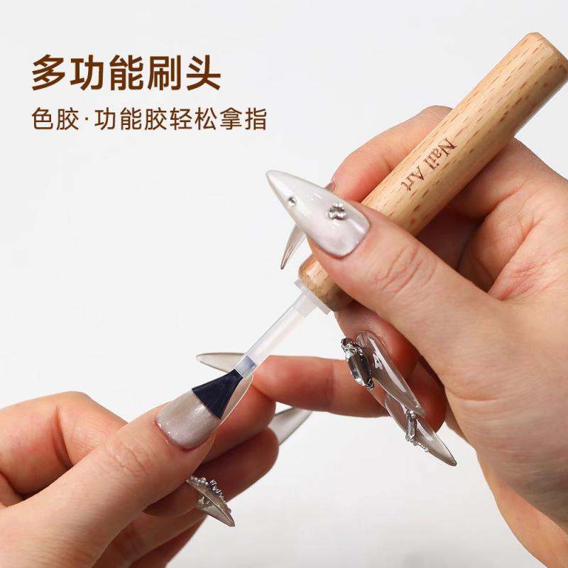 Internet Celebrity Nail Art Disposable Brush Head Double-Ended Wooden Handle Brush Phototherapy Pen Nail Art Brush Special Nail Polish Brush
